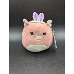 Squishmallows Kellytoy 5” Hettie the Pig Pink Bunny Rabbit Ears Easter Plush Toy